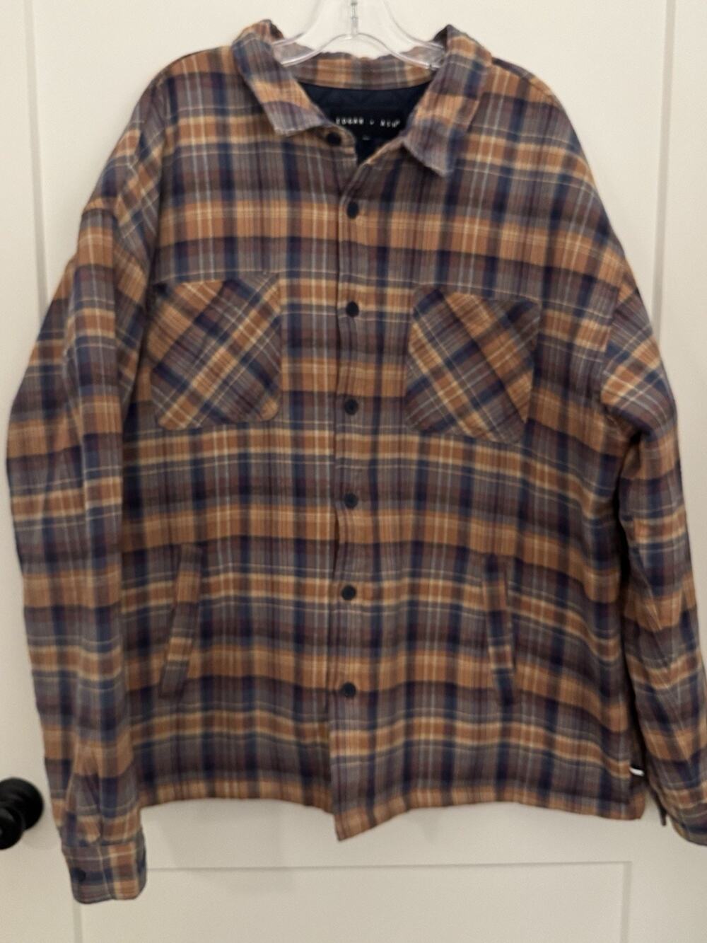Edgar + Ash Lined Flannel Plaid Oversized Shacket Shirt Sz 2XL Lumberjack Warm